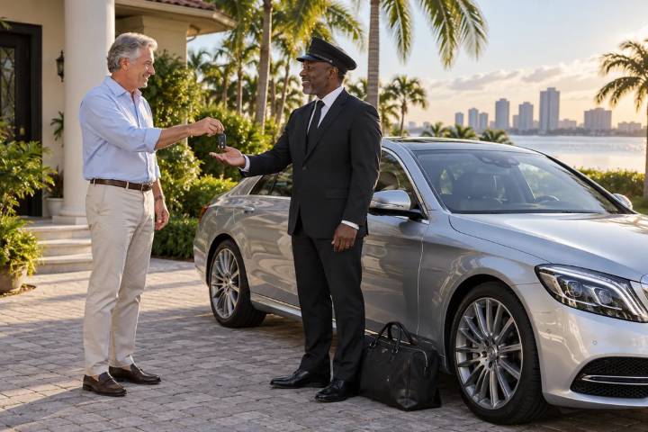 A vehicle owner handing keys to a driver